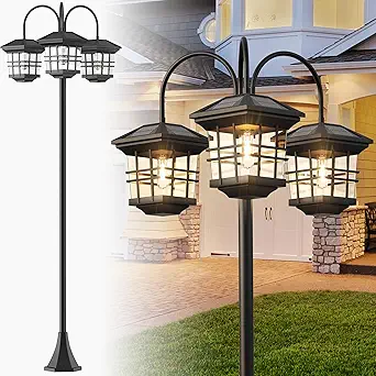 New Three - Head Street Lamp Lights Up Cozy Night Life in the Courtyard